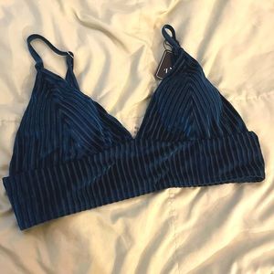 Blue triangle swim top bikini